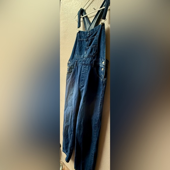 Free People We The Free Ziggy Relaxed Boho Slouchy Denim Overalls Size Medium - Picture 6 of 10